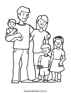 Aile boyama sayfası – basit çizim, kolay boyama