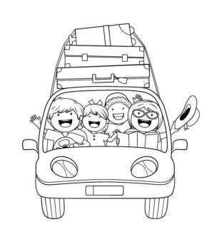 Aile boyama sayfası,  coloring page, Aile Seyahati, 