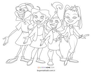 Aile boyama sayfası – sevimli karakter, sanatsal çalışma