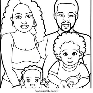 Aile boyama sayfası – boyama çalışması, yaratıcılığı geliştirir