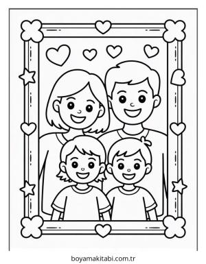 Aile boyama sayfası – kolay boyama, eğitici aktivite