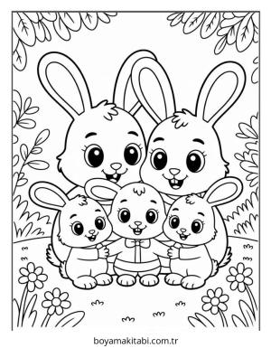 Aile boyama sayfası – kolay boyama, eğitici aktivite