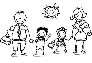 Aile boyama sayfası,  coloring page, Aile çizimi, 