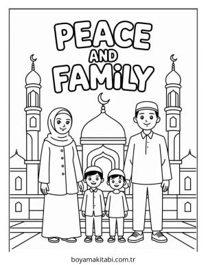 Aile boyama sayfası – çocuklar için, çizgi film temalı