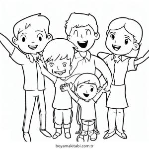 Aile boyama sayfası – el becerilerini geliştirir, boyama çalışması