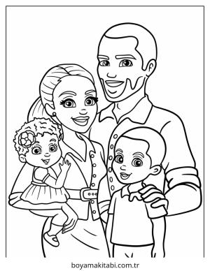 Aile boyama sayfası – eğitici aktivite, yaratıcılık