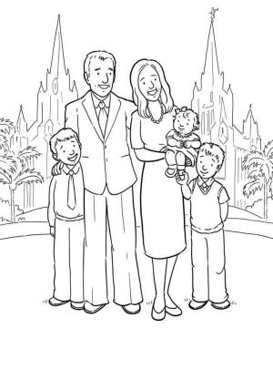 Aile boyama sayfası,  coloring page, Aile kiliseye Gidiyor, 