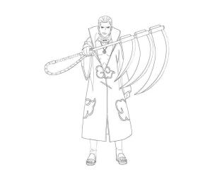 Akatsuki boyama sayfası,  coloring page, Silah tutan Hidan, 