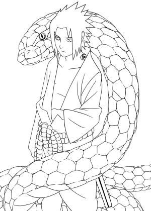 Akatsuki boyama sayfası,  coloring page, Sasuke ve Yılan, 