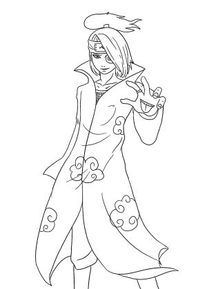 Akatsuki boyama sayfası,  coloring page, Deidara Gülümseyen, 