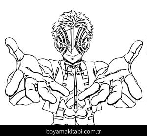 Akaza boyama sayfası – çizgi film temalı, basit çizim