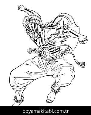 Akaza boyama sayfası – sevimli karakter, sanatsal çalışma