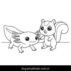 Aksolotl boyama sayfası – keyifli zaman, renkli çizimler