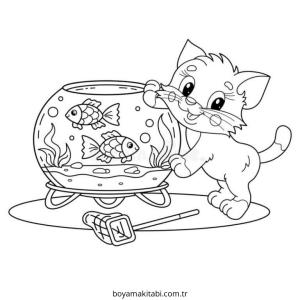 Akvaryum boyama sayfası – basit çizim, kolay boyama