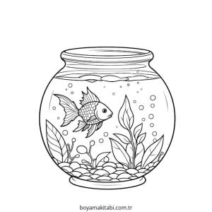 Akvaryum boyama sayfası – çocuk aktivitesi, PDF indir
