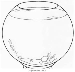 Akvaryum boyama sayfası – çizgi film temalı, basit çizim