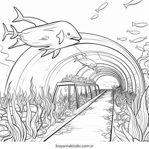 Akvaryum boyama sayfası – basit çizim, kolay boyama
