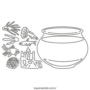 Akvaryum boyama sayfası – boyama çalışması, yaratıcılığı geliştirir