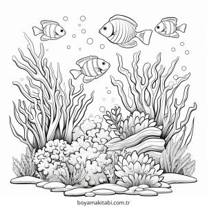 Akvaryum boyama sayfası – evde etkinlik, ücretsiz yazdır