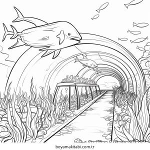 Akvaryum boyama sayfası – PDF indir, sevimli karakter