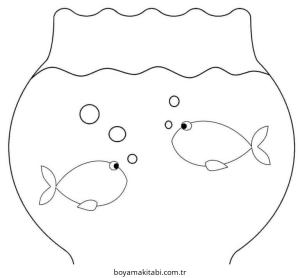 Akvaryum boyama sayfası – sevimli karakter, sanatsal çalışma