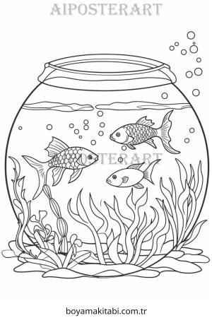Akvaryum boyama sayfası – yaratıcılığı geliştirir, keyifli zaman