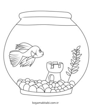 Akvaryum boyama sayfası – boyama etkinliği, çocuk aktivitesi