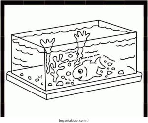 Akvaryum boyama sayfası – çocuklar için, çizgi film temalı