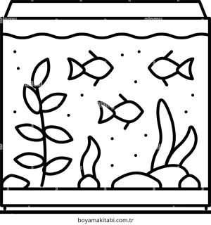 Akvaryum boyama sayfası – yaratıcılık, eğlenceli etkinlik