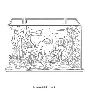 Akvaryum boyama sayfası – yaratıcılık, eğlenceli etkinlik
