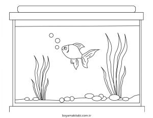 Akvaryum boyama sayfası – sanatsal çalışma, çocuklar için