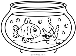 Akvaryum boyama sayfası – eğitici aktivite, yaratıcılık