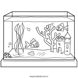 Akvaryum boyama sayfası – ücretsiz yazdır, boyama etkinliği