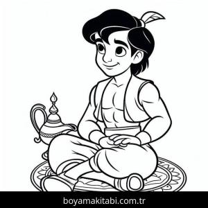 Alaaddin boyama sayfası – boyama çalışması, yaratıcılığı geliştirir