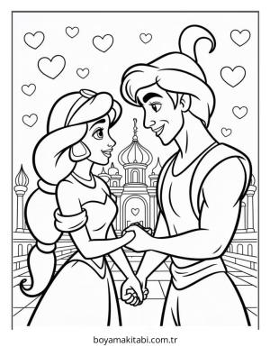 Aladdin boyama sayfası – keyifli zaman, renkli çizimler