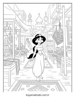Aladdin boyama sayfası – sevimli karakter, sanatsal çalışma