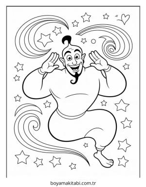 Aladdin boyama sayfası – çizgi film temalı, basit çizim