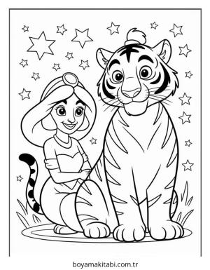Aladdin boyama sayfası – boyama etkinliği, çocuk aktivitesi
