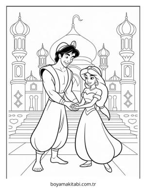 Aladdin boyama sayfası – el becerilerini geliştirir, boyama çalışması