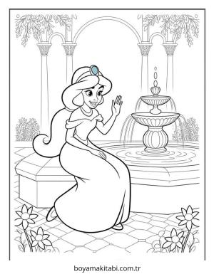 Aladdin boyama sayfası – çizgi film temalı, basit çizim
