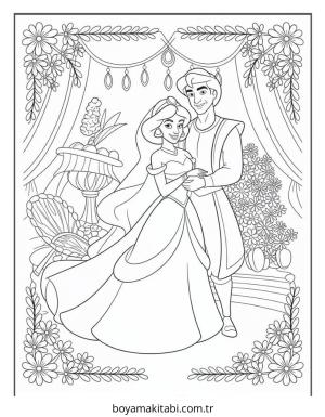 Aladdin boyama sayfası – el becerilerini geliştirir, boyama çalışması