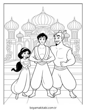 Aladdin boyama sayfası – sanatsal çalışma, çocuklar için