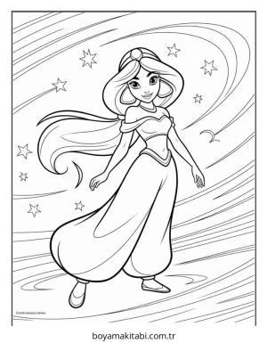 Aladdin boyama sayfası – eğlenceli etkinlik, el becerilerini geliştirir