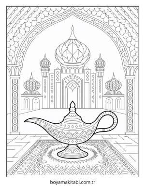Aladdin boyama sayfası – basit çizim, kolay boyama