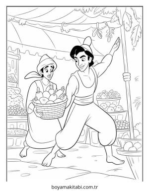Aladdin boyama sayfası – eğitici aktivite, yaratıcılık