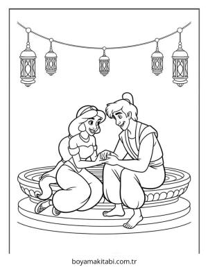 Aladdin boyama sayfası – eğitici aktivite, yaratıcılık