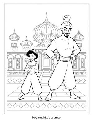 Aladdin boyama sayfası – keyifli zaman, renkli çizimler