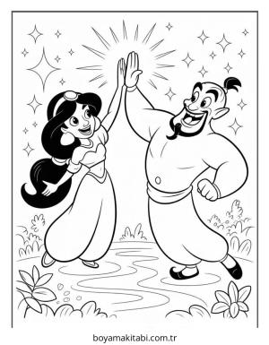 Aladdin boyama sayfası – çocuk aktivitesi, PDF indir