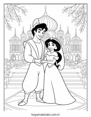 Aladdin boyama sayfası – okul öncesi, evde etkinlik
