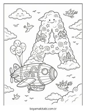 Alfabe boyama sayfası – çocuklar için, çizgi film temalı